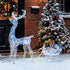 Lighted Christmas Reindeer with Sleigh, Outdoor Yard Reindeer with 170 Warm White LED Lights, Holiday Decor with Stakes, Waterproof, Silver