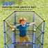 4.6FT/55" Kids Trampoline with Safety Enclosure, Outdoor Indoor Use, for Ages 3-10 Years, Blue