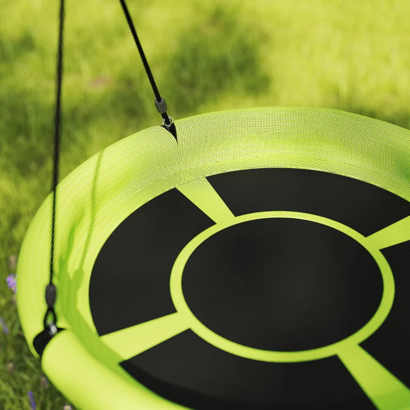 100cm Diameter Nest Seat for Kids with Height Adjustable Hanging Ropes for Outdoor, Playground, Garden, Green