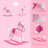 Baby Rocking Horse Plush Ride on Animals Rocker with Sound Handle Grip for Kids 3-6 Years - Pink