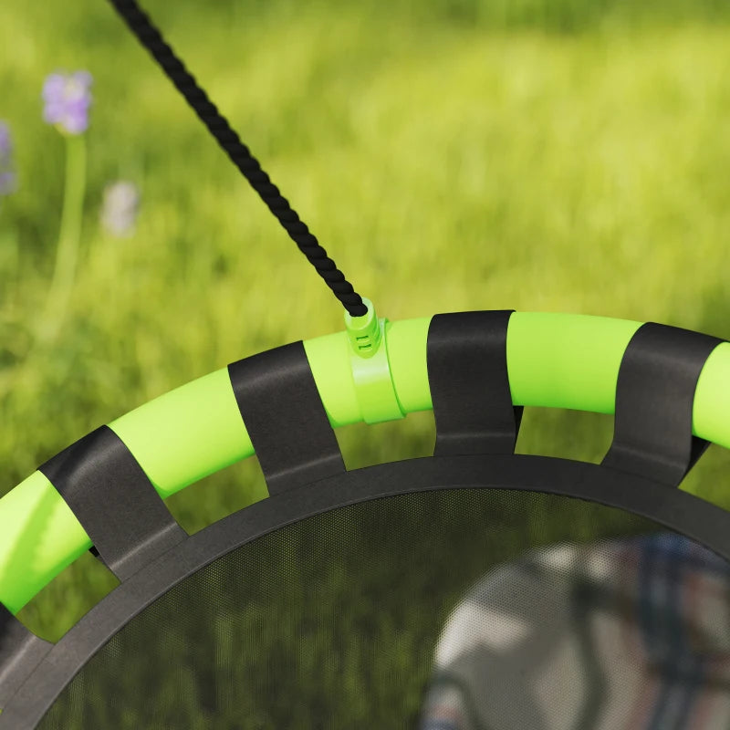 60cm Diameter Kid Nest Swing Seat with Height Adjustable Ropes, for Outdoor, Indoor, Black/Green