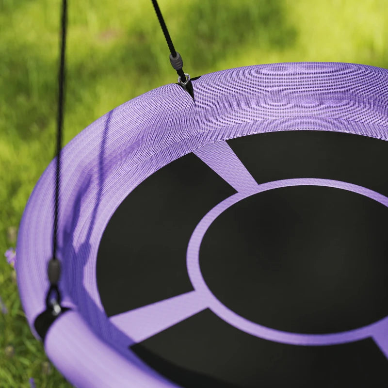 100cm Diameter Nest Seat for Kids with Height Adjustable Hanging Ropes for Outdoor, Playground, Garden, Purple