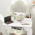 Kids Vanity Table with Mirror and Stool, Drawer, Storage Boxes, Flower Design, for Ages 3-6 Years - White