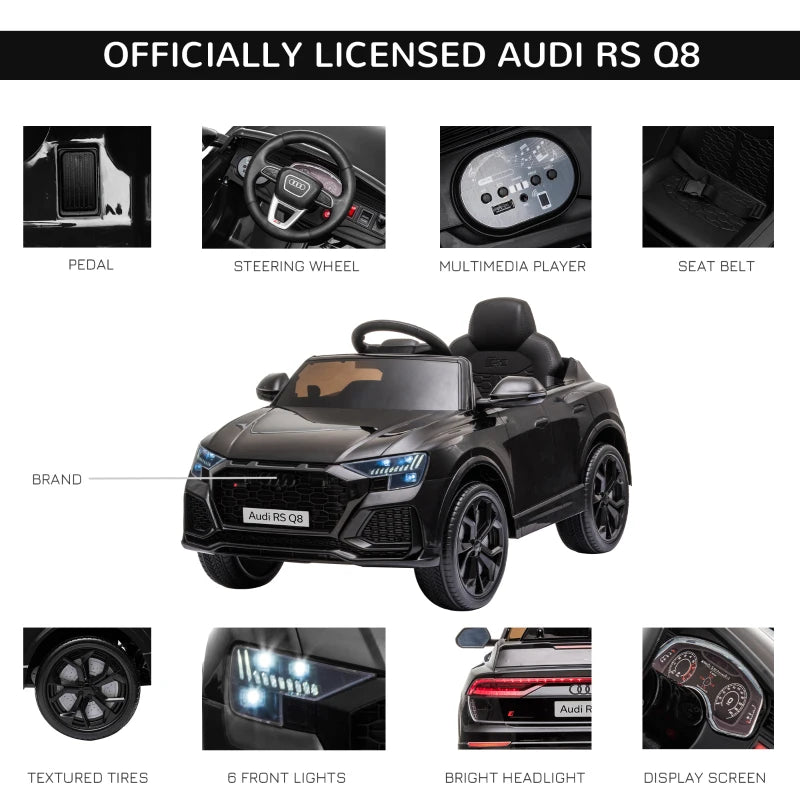Licensed Audi RS Q8 Electric Ride On Car, with Remote Control, Black