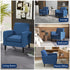 Linen-Look Boxy Armchair - Blue