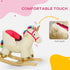 Kids Rocking Horse with Realistic Sounds, Safety Belt, Wooden Base, for Ages 18-36 Months, Cream White