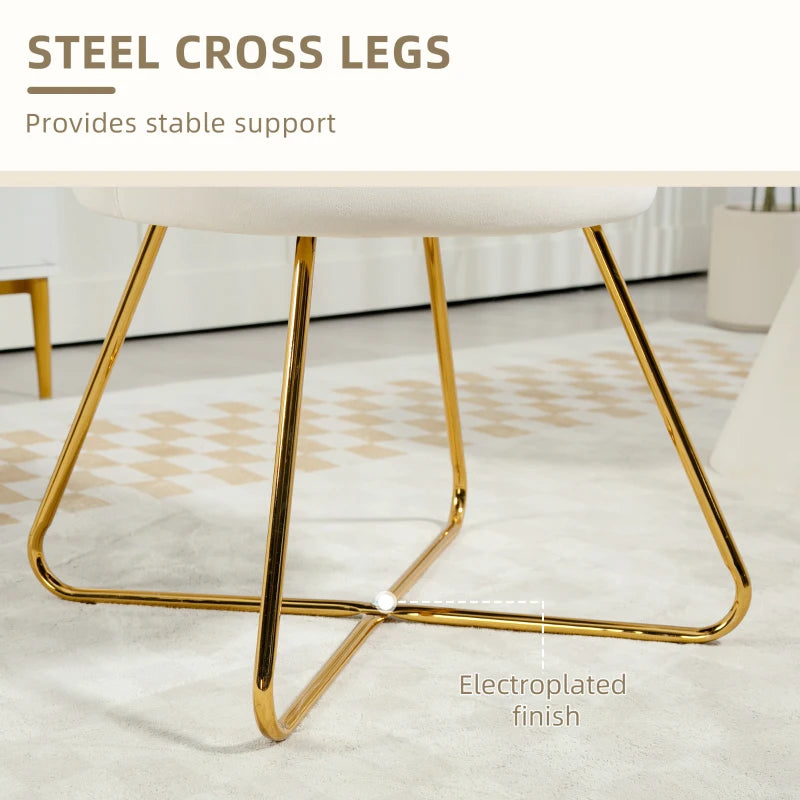 Velvet-Feel Lotus Petal Accent Chair - Cream