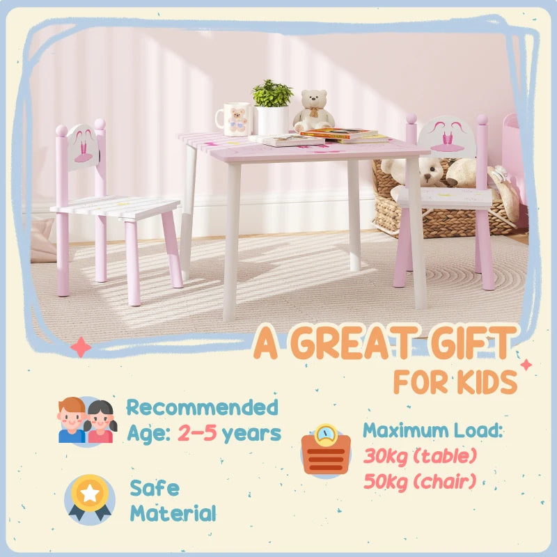 Princess-Designed Kids Table and Chairs Set for Activity, Art, Drawing, Toddler Table and Chairs Set for Playroom