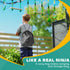 7-Piece Kids Zip Line Kit for Garden, 10m Kids Slackline Kit with Wooden Monkey Bars, Metal Rings, Gripping Balls, Green