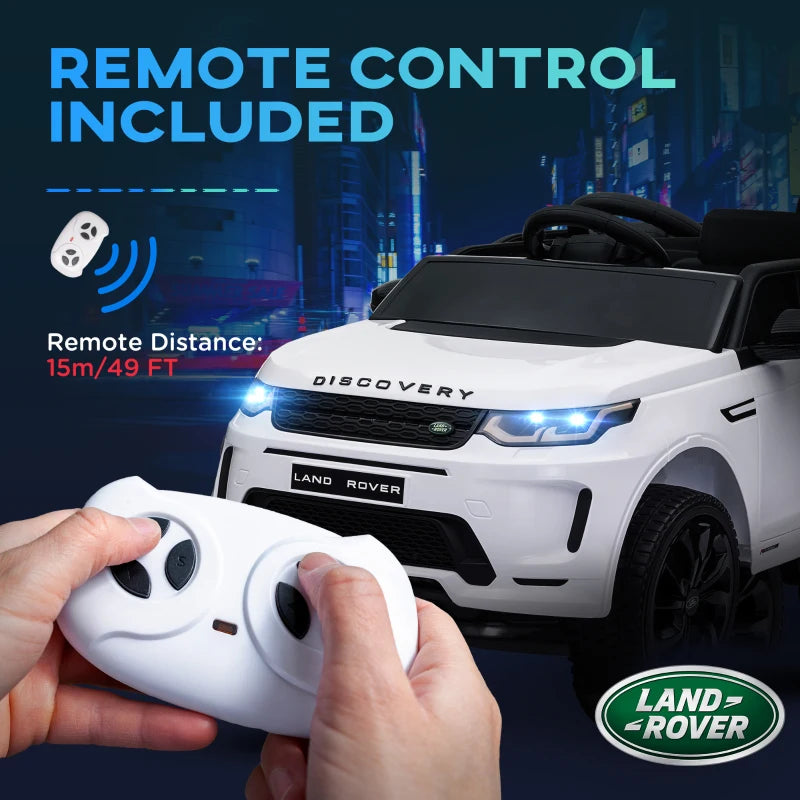 Licensed Land Rover Discovery Sport, 12V Kids Ride on Car w/ Remote Control, Lights, Music, Horn, for 3-6 Years, White