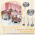 Play Kitchen, Kids Kitchen Set with Lights and Sounds, Double Stoves, Ice Maker, Chalkboard for 3+ Years, Pink