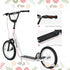 Kick Scooters for Kids with Adjustable Height, Anti-Slip Deck, Dual Brakes, Rubber Tyres, for Boys and Girls Aged 5+ Years Old - White