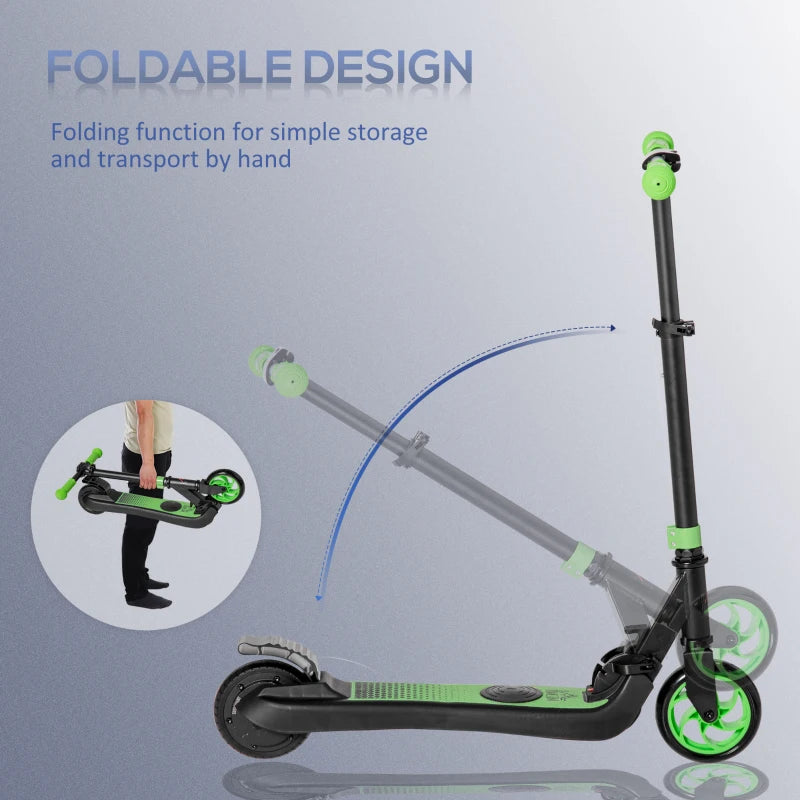 Folding Electric Scooter with Brake, for Ages 6+ Years, 8km/h Maximum Speed, Green