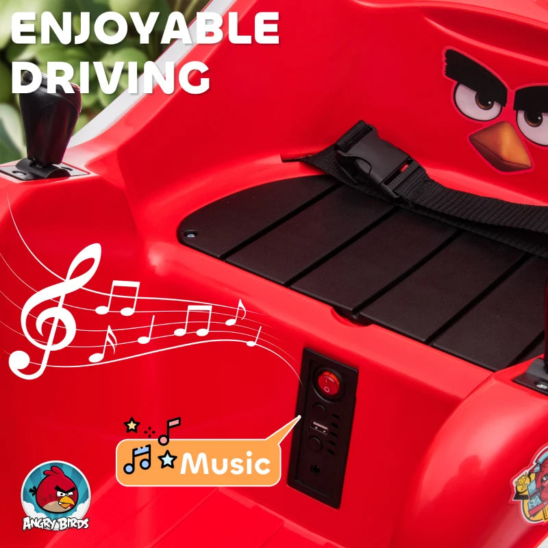 Angry Bird Licensed Waltzer Car, 12V Kids Bumper Car w/ Joysticks, Remote, Music LED Lights, Red