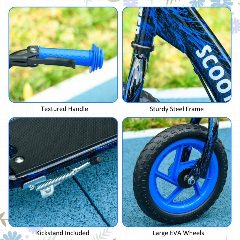 Kids Scooter with Adjustable Handlebar, Children's Kick Scooter with Non-slip Footplate, Rear Brake, Kickstand, Blue