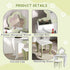 Kids Vanity Table with Mirror and Stool, Drawer, Storage Boxes, Flower Design, for Ages 3-6 Years - White