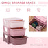 3 Drawers Plastic Storage Units, 3 Tier Kids Storage Units, Children Toy Chest for Nursery, Playroom, Bedroom, Pink