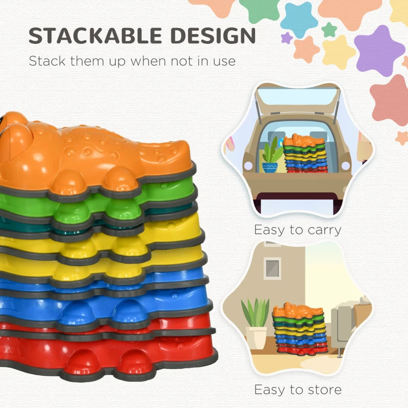 9PCs Kids Stepping Stones, Crocodile-Designed Sensory Toys, with Anti-Slip Edge Balance River Stones