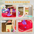 Kids Dressing Table with Mirror, LED Light, 23 Accessories, Pink