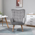 Modern Accent Chair, Upholstered Tufted Wingback Armchair with Seat Padding, Velvet Leisure Lounge Bedroom Chair with Wood Legs, Grey