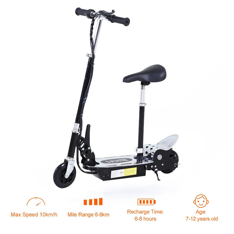Foldable Powered Scooter with Adjustable Seat, Brake, Black