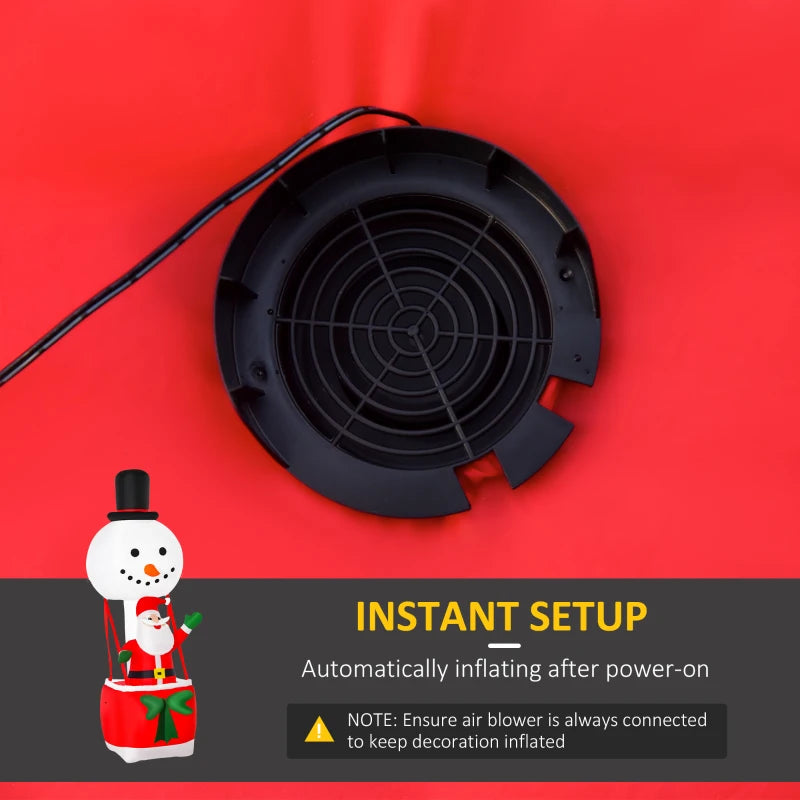 8ft Christmas Inflatable Decoration with Santa Claus on Snowman Hot Air Balloon, Blow Up Xmas Decor for Outdoor Indoor with LED Lights