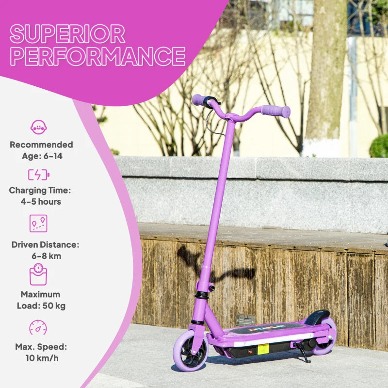 Electric Scooter for Kids 6-14 Years, with Colourful Lights, Purple