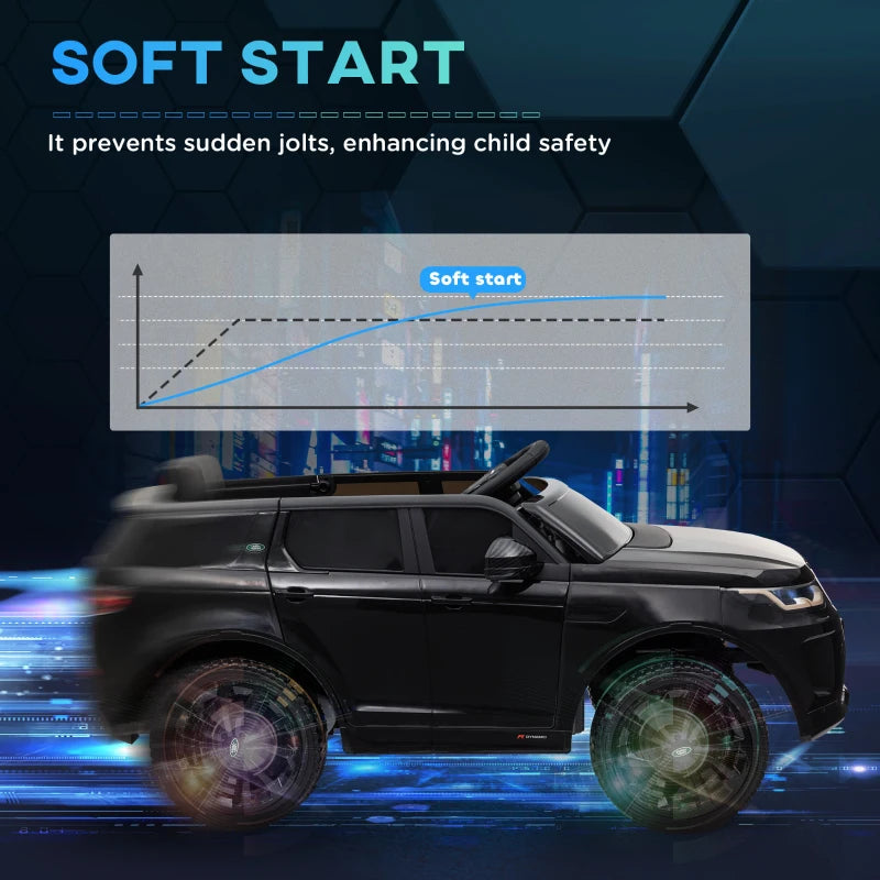 Licensed Land Rover Discovery Sport, 12V Kids Ride on Car w/ Remote Control, Lights, Music, Horn, for 3-6 Years, Black