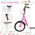 Kids Scooter, Kick Stunt Scooter with Adjustable Handlebar, Dual Brakes, Basket, Cupholder, Mudguard, 16" Inflatable Rubber Wheels, for 5-12 years, Pink