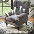 Retro Accent Chair, Linen Wingback Armchair with Wood Frame Button Tufted Design for Living Room Bedroom, Dark Grey