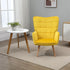 Modern Accent Chair, Upholstered Tufted Wingback Armchair with Seat Padding, Velvet Leisure Lounge Bedroom Chair with Wood Legs, Yellow