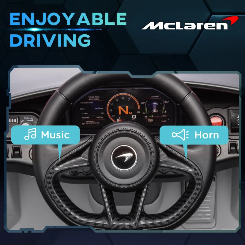 McLaren 765LT Licensed 12V Kids Electric Ride on Car with Butterfly Doors, Remote Control, Transport Wheels, Grey