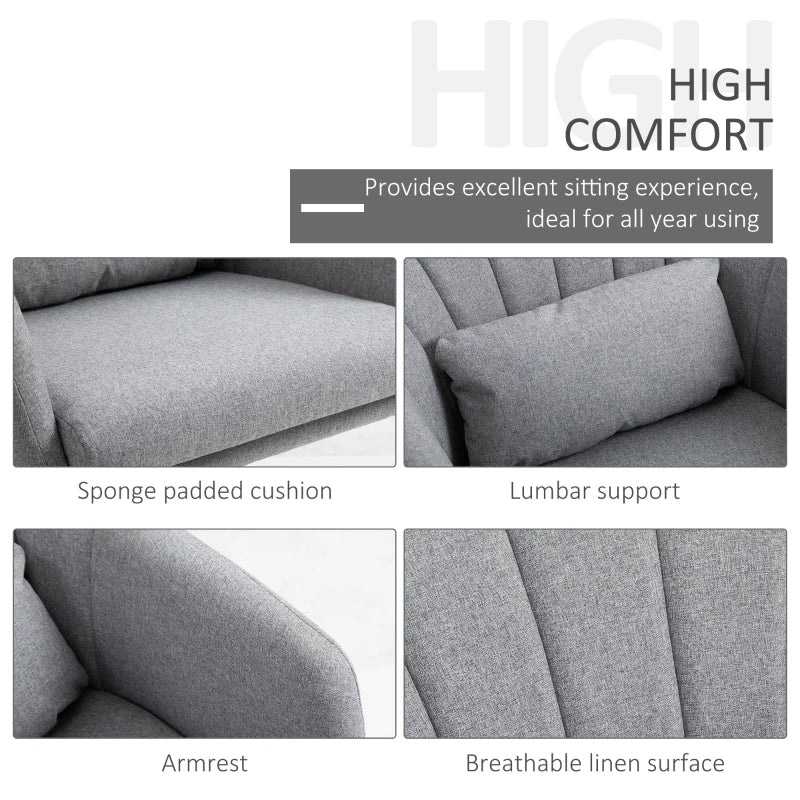 Swivel Linen Fabric Accent Chair for Living Room Contemporary Vanity Armchair with Adjustable Height Thick Cushion Lumbar Support Armrest for Bedroom Office Light Grey