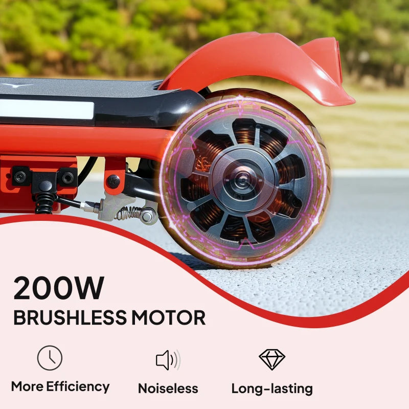 Electric Scooter for Kids Aged 6-14 Years, with Colourful Lights, Red
