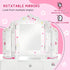 Kids Vanity Table and Chair Set with Tri-Folding Mirror and Stool, Makeup Dressing Table with Drawer, White