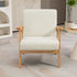 Fabric Accent Chair for Living Room, Arm Chair with Rubber Wood Frame and Padded Cushion, Cream White