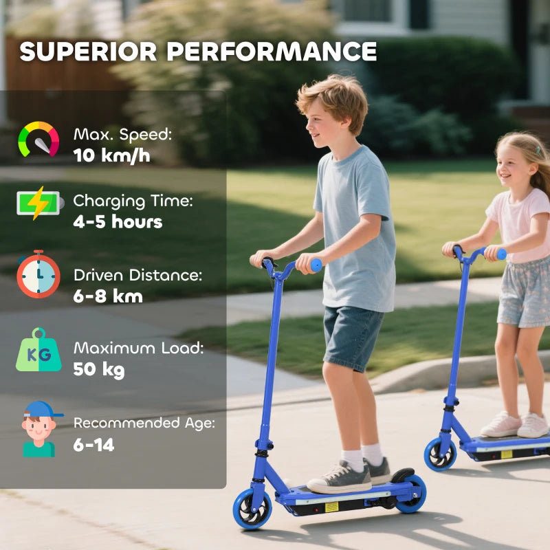 Electric Scooter for Kids 6-14 Years, with Colourful Lights, Blue