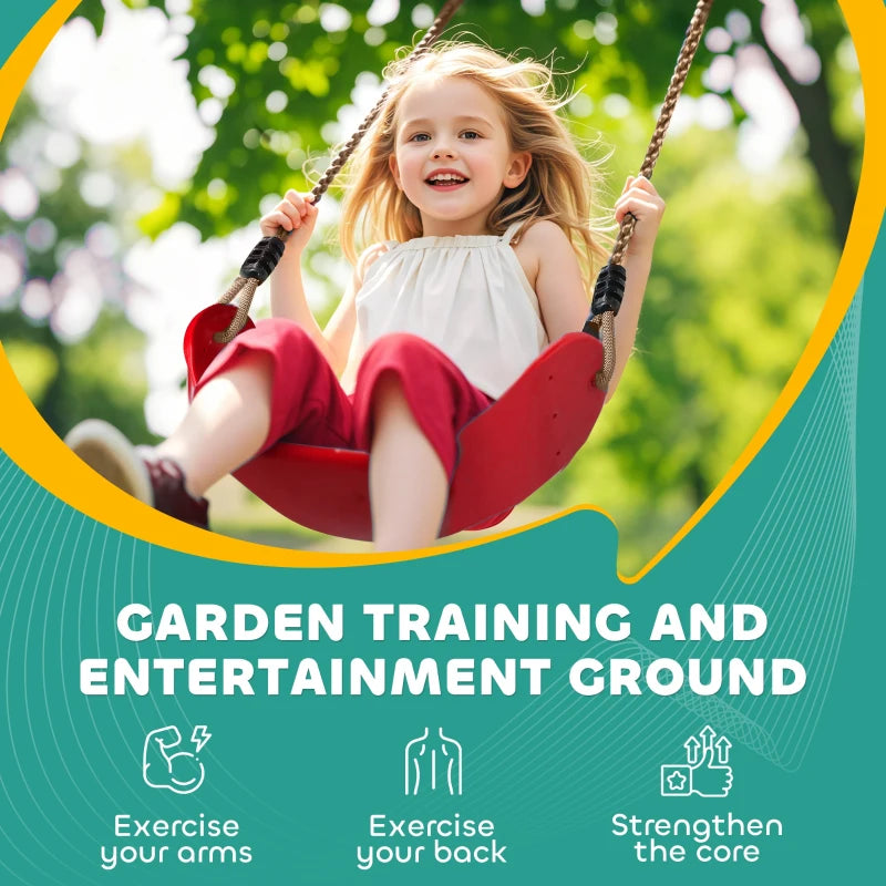 10-Piece Zip Line Kit for Kids with 10m Slackline, Monkey Bars, Swing, Climbing Ladder, Hanging Tray, Metal Rings