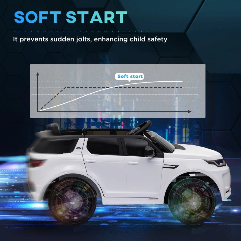Licensed Land Rover Discovery Sport, 12V Kids Ride on Car w/ Remote Control, Lights, Music, Horn, for 3-6 Years, White