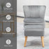 Velvet Accent Chair Occasional Tub Seat Padding Curved Back with Ottoman Wood Frame Legs Home Furniture Light Grey