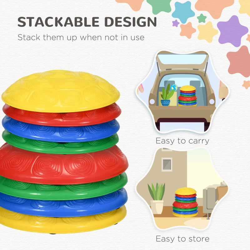 Eight-Piece Kids Stepping Stones, with Non-Slip Mats, Balance River Stones