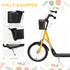 Kids Scooter, Kick Stunt Scooter with Adjustable Handlebar, Dual Brakes, Basket, Cupholder, Mudguard, 16" Inflatable Rubber Wheels, for 5-12 years, Orange