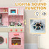 Play Kitchen, Kids Kitchen Set with Lights and Sounds, Double Stoves, Ice Maker, Chalkboard for 3+ Years, Pink