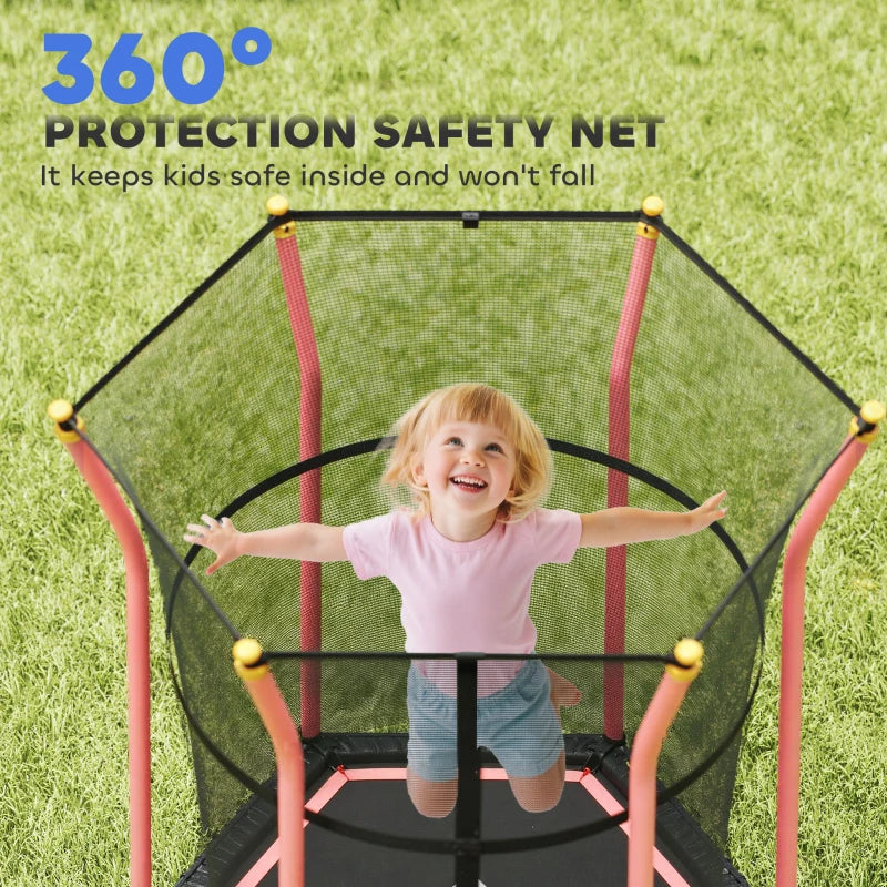 Kids Trampoline Mini Bouncer with Enclosure Safety Net For Ages 3-10 Years - Red