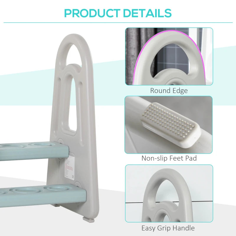 Kids Toddler Step Stool Ladder Kitchen Helper for Toilet Potty Training Bathroom Sink Bedroom Blue and Grey