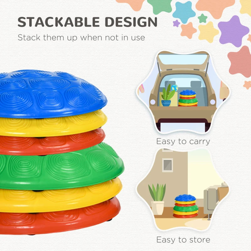Six-Piece Kids Stepping Stones, with Non-Slip Mats, Balance River Stones