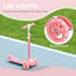 Kids 3 Wheel Scooter for 2-6 Years Old w/ Adjustable Height, LED Light, TPE Handlebar, Pink