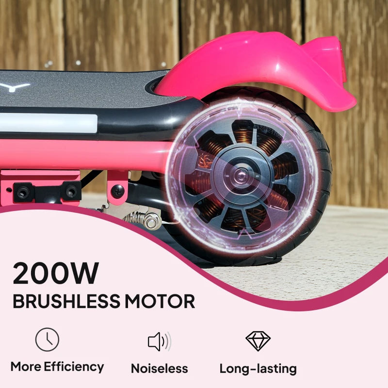 Electric Scooter for Kids Aged 6-14 Years, with Colourful Lights, Pink