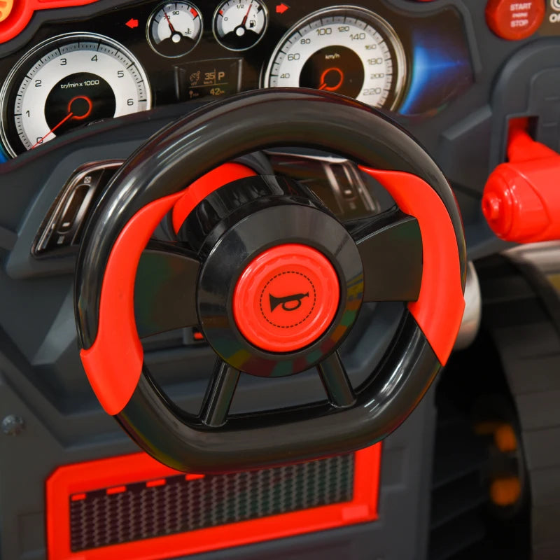 Kids Truck Engine Toy Set, Toddler Educational Car Service Station Playset, Take Apart Workshop, w/ RC Car Key, Steering wheel, Horn, Light, for 3-5 Years Old Red