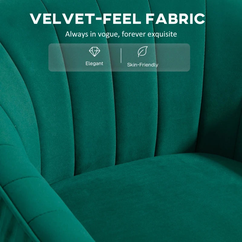 Velvet-Feel Shell Back Accent Chair - Green